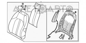 Scaunul pasagerului Hyundai Sonata 20 - material textil negru.