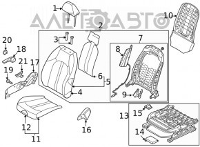 Scaunul de pasager al Hyundai Sonata 20 - material textil gri