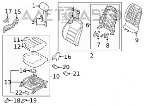 Scaun de pasager Kia Sorento 16-17 fără airbag, material textil negru