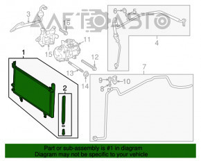 Radiatorul condensatorului de aer condiționat Toyota Avalon 13-18 2.5 hibrid.