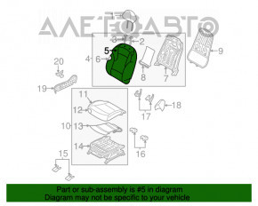 Scaun pasager Hyundai Sonata 11-15 cu airbag, manual, combinat, gri, pentru curățare chimică