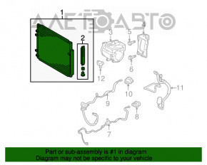 Radiatorul condensatorului de aer condiționat pentru Lexus RX400h 06-09 cu suporturi, zdrobit.