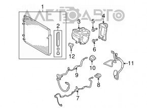 Radiatorul condensatorului de aer condiționat pentru Lexus RX400h 06-09 cu suporturi, zdrobit.