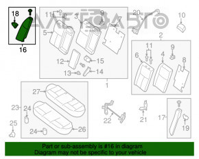 Capacul lateral dreapta al scaunelor din spate Nissan Altima 13-18, din catifea neagra, pentru curatare.