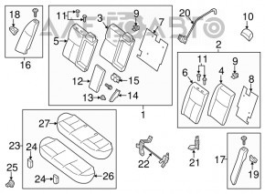 Capacul lateral dreapta al scaunelor din spate Nissan Altima 13-18, din catifea neagra, pentru curatare.