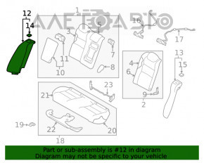 Airbagul pentru scaunul din spate dreapta al Nissan Altima 19- este de culoare neagră.