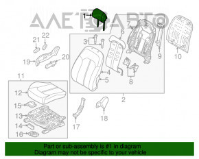 Pernă de cap dreapta față Hyundai Sonata 15-17, material textil gri