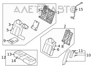 Rândul din spate al scaunelor, al doilea rând Hyundai Sonata 20 - material textil gri.