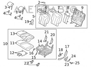 Bancheta din spate a doua rând Hyundai Santa FE 19-20, material textil negru, cu pliere electrică