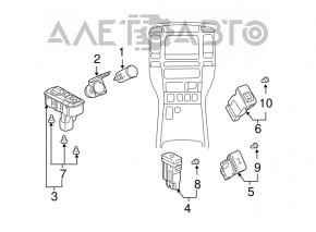 Кнопки управления пневмоподвеской Lexus GX470 03-09