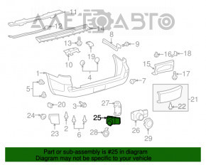 Senzor de parcare interior spate pentru Toyota Sequoia 08-10 cu inel de prindere, montaj deasupra