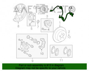 Провод датчика ABS задний правый Toyota Sienna 11-20 FWD