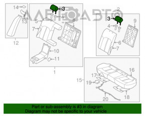 Suport pentru cap spate dreapta pentru Hyundai Sonata 15-17, material textil gri.