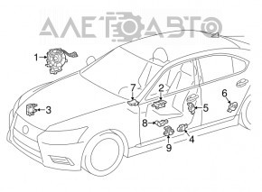 Датчик подушки безопасности дверь правый Lexus RX350 RX450h 10-15