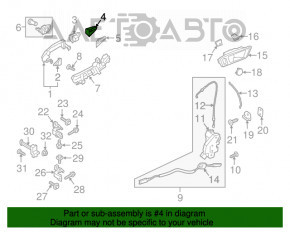 Manerul exterior de pe partea dreapta din față a Ford Ecosport 18-22 este blocat.