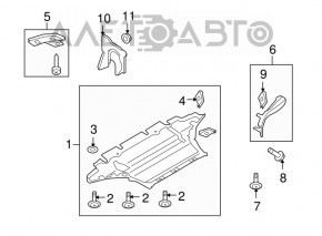 Protecția motorului Audi A4 B8 08-16 este ruptă, crăpată.