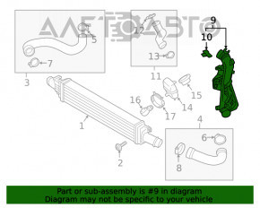 Furtunul intercoolerului stâng al doilea Audi Q5 8R 11-17 2.0T, hibrid, plastic