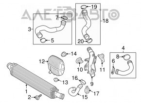 Furtunul intercoolerului dreapta jos pentru Audi A4 B8 08-16 2.0T