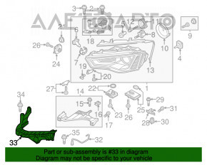 Suportul de prindere a bara de protectie fata sub farul din partea dreapta exterioara pentru Audi A4 B8 08-12 pre-restilizare