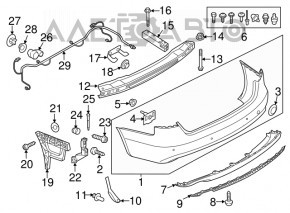 Buza bara spate Audi A4 B8 13-16 restilizat sedan S-Line, suportul este rupt, zgâriată, zgârieturi