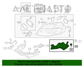 Suportul de prindere a bara de protectie fata sub farul din partea dreapta, Audi A4 B8 08-12 pre-restilizare