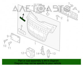 Emblema cu inscripția "quattro" de pe grila radiatorului Audi A4 B8 13-16 restilizat