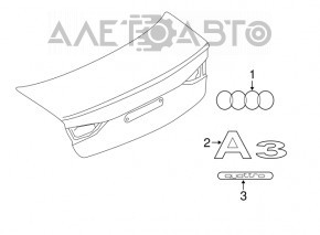 Эмблема надпись A3 крышки багажника Audi A3 8V 15-20