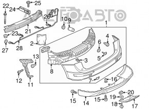 Buza bara spate pentru 2 tevi Audi Q5 8R 13-17 fara senzori de parcare, pentru carlig de remorcare, alb, zgarieturi, lovituri.