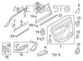 Capacul ușii spate stânga Audi Q5 8R 09-17, culoare bej închis cu inserție bej din piele, cotier din piele, ornamente din lemn lucios, Premium Plus, Bang and Olufsen, prindere ruptă