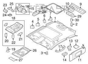 Capacul plafonului din spate pentru Audi Q5 8R 09-17, plastic negru, zgârieturi.