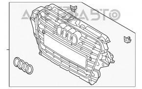 Решетка радиатора grill Audi Q5 8R 13-17 под парктроники, глянец, хром, полез лак, песок по хрому