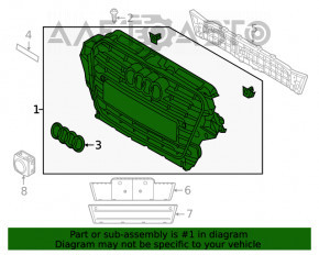 Grila radiatorului Audi Q5 8R 13-17 are fisuri, lacul s-a umflat, ciocane pe crom.