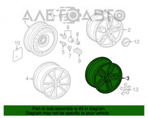 Roată de 19 inch pentru Audi A3 8V 15-17, 4 uși, 5 uși, 5 spițe duble