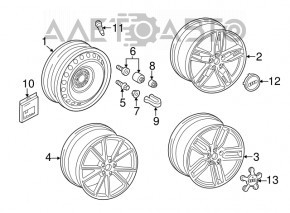 Roată de 19 inch pentru Audi A3 8V 15-17, 4 uși, 5 uși, 5 spițe duble