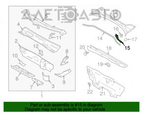 Garnitura de etanșare a ștergătoarelor de pe grila dreapta Audi A3 8V 15-20 fisuri