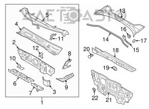 Garnitura de etanșare a ștergătoarelor de pe grila dreapta Audi A3 8V 15-20 fisuri