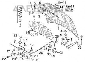 Garnitura aripa capota - aripa dreapta Audi A3 8V 15-19 4d s-a desprins.