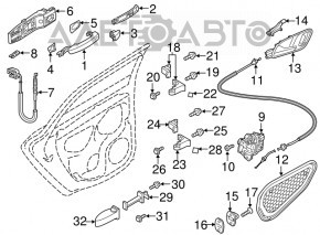 Mufa pentru maner exterior spate stanga Audi A3 8V 15-20 4d, 5d nou original OEM