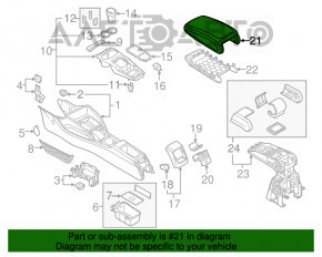 Consola centrală cu cotieră pentru Audi A3 8V 15-20, neagră, cotieră din piele neagră