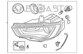 Far stânga față completă Audi A3 8V 15-16 xenon hid, cu fixare inferioară, nisip, zgârietură