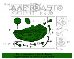 Far stânga față completă Audi A3 8V 15-16 xenon hid, cu fixare inferioară, nisip, zgârietură