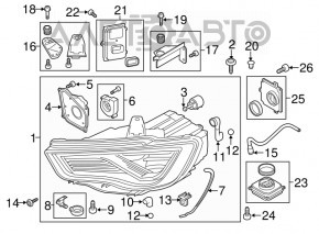 Far dreapta față asamblată Audi A3 8V 15-16 4d LED