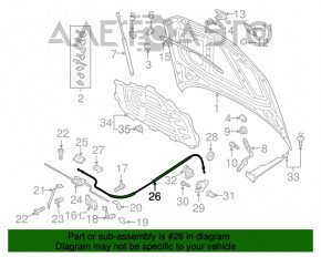 Cablu de deschidere a capotei Audi A3 8V 15-20 partea din spate