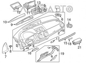 Panoul frontal cu AIRBAG pentru Audi A3 8V 15-16 4d, FWD, negru, cu inserție de aluminiu și grilă dinamică ruptă.