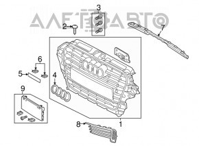 Решетка переднего бампера левая Audi A3 8V 15-16 под ПТФ, S-line