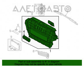 Решетка переднего бампера правая Audi A3 8V 15-16 под ПТФ, S-line