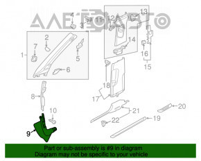 Накладка передней стойки нижняя левая Audi A3 8V 15-20 4d, 5d, черная