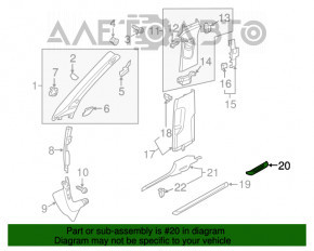 Capac prag exterior spate stânga Audi A3 8V 15-16 4 uși negru.