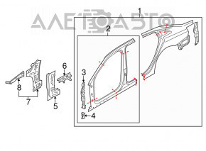 Четверть передняя левая Audi A3 8V 15-20 4d, 5d, черная, с центральной стойкой, тычка