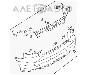 Bara spate goală Audi A3 8V 15-16 cu senzori de parcare